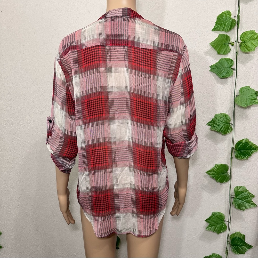 Weavers Plaid Button Down Top - image 8